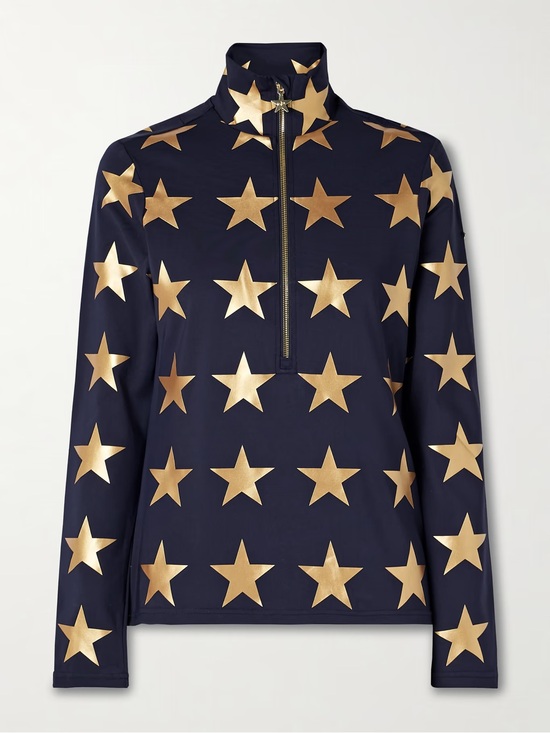 Goldbergh Tops - Goldbergh Lunaria metallic Base Layer French Navy Blue with Gold Stars NWT Small